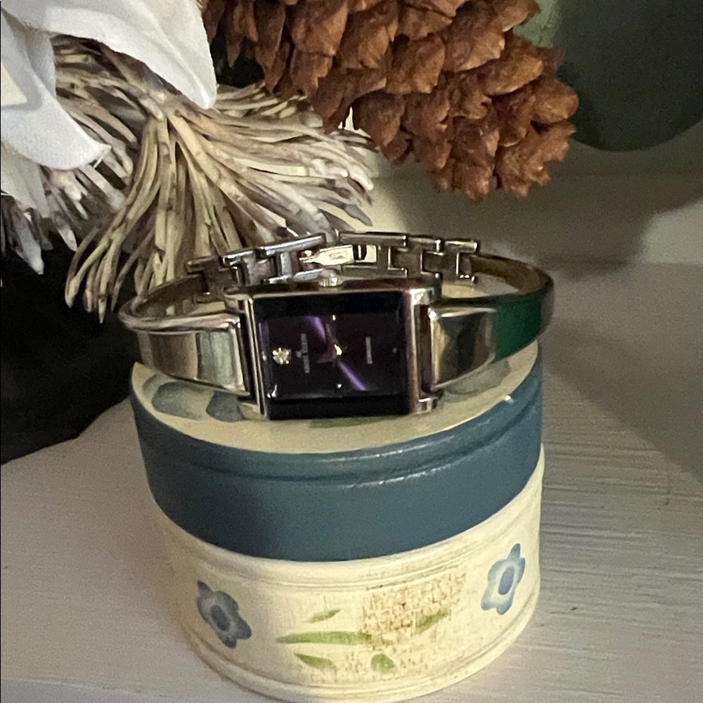 Anne Klein Silver And Blue Rectangular Watch - image 1